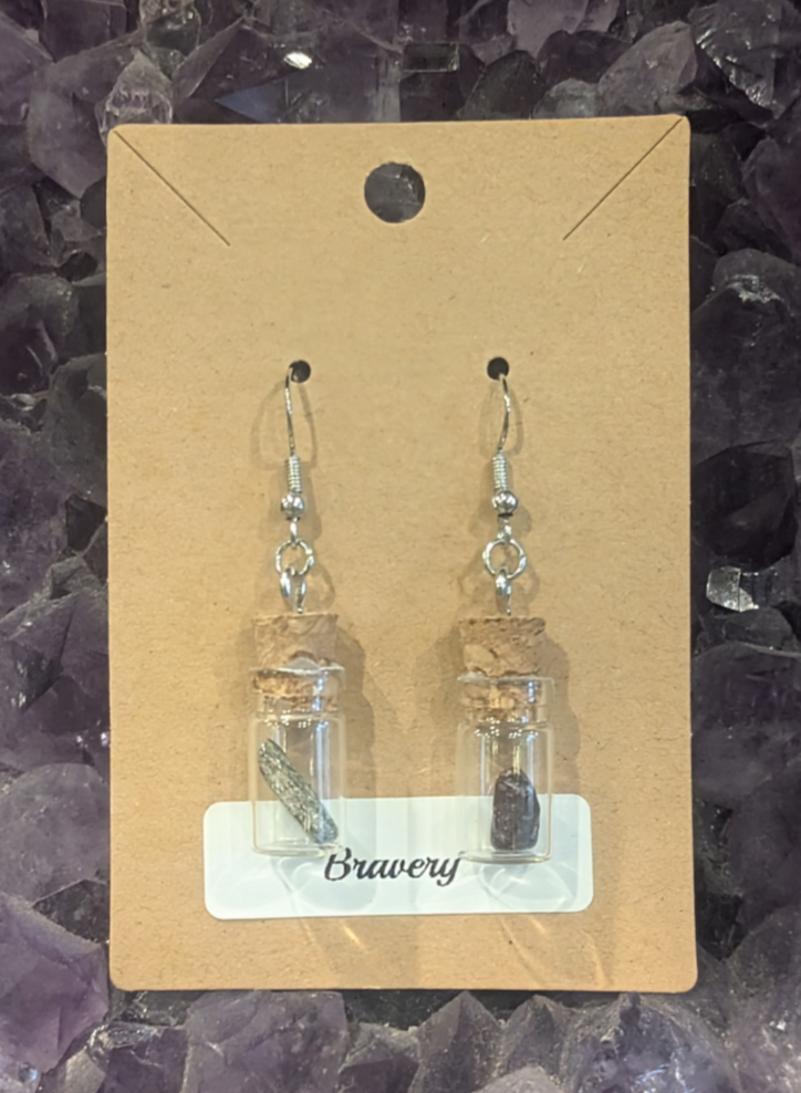Bravery Crystal Spell Jar Earrings