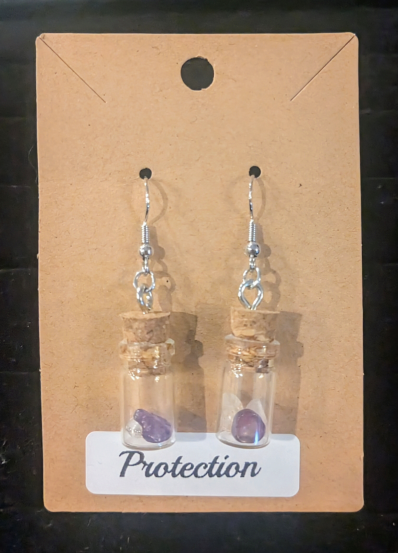 Protection Crystal Spell Jar Earrings