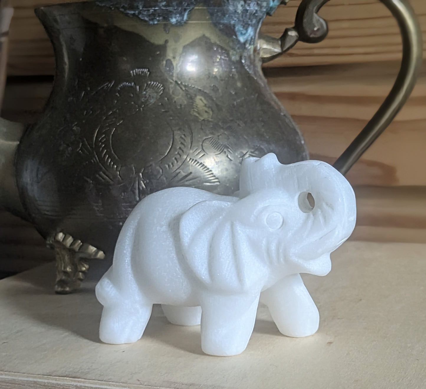 White Opal Crystal Elephant